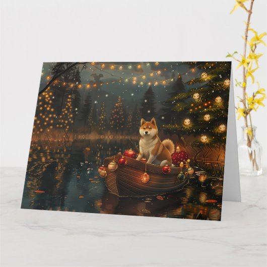 Akita Weihnachtsfest Reise Karte (Gelbe Blume)