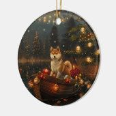 Akita Weihnachtsfest Reise Keramik Ornament (Links)