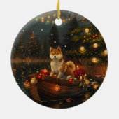 Akita Weihnachtsfest Reise Keramik Ornament (Hinten)