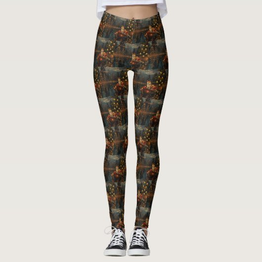 Akita Weihnachtsfest Reise Leggings (Vorderseite)