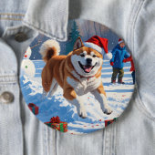 Akita Weihnachtsfest Schneeszene Button (Beispiel)