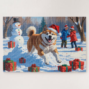 Akita Weihnachtsfestliche Schneeszene  Puzzle