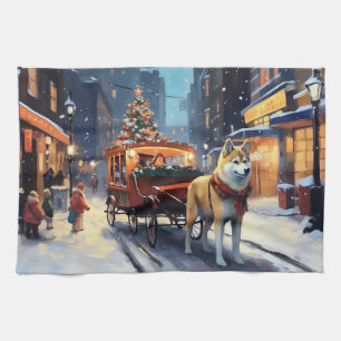 Akita Weihnachtsfestzeit Geschirrtuch