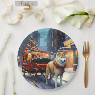 Akita Weihnachtsfestzeit Pappteller