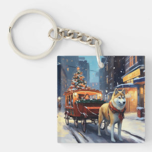Akita Weihnachtsfestzeit Schlüsselanhänger