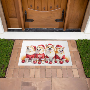 Akita-Weihnachtskleid mit Santa-Hut Fußmatte