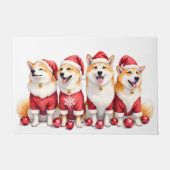 Akita-Weihnachtskleid mit Santa-Hut Fußmatte (Vorderseite)