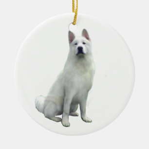 Akita - weiß keramikornament