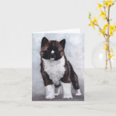 Akita Welpe Hund Art Note Card Karte (Gelbe Blume)