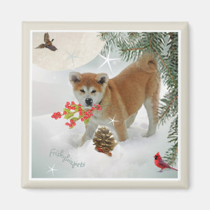 Akita Welpe im Schnee Magnet