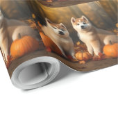 Akita Welppy Autumn Delight Pumpkin Geschenkpapier (Rolleneckpunkt)