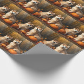 Akita Welppy Autumn Delight Pumpkin Geschenkpapier (Ecke)