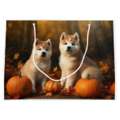 Akita Welppy Autumn Delight Pumpkin Große Geschenktüte (Vorderseite)