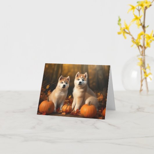 Akita Welppy Autumn Delight Pumpkin Karte (Gelbe Blume)