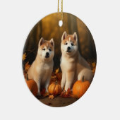 Akita Welppy Autumn Delight Pumpkin Keramik Ornament (Rechts)