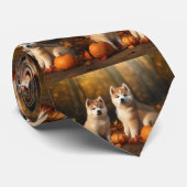 Akita Welppy Autumn Delight Pumpkin Krawatte (Gerollt)