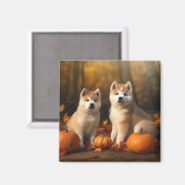 Akita Welppy Autumn Delight Pumpkin Magnet (Vorderseite/Rückseite)