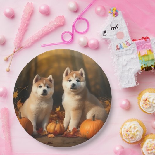 Akita Welppy Autumn Delight Pumpkin Pappteller (Party)