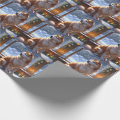 Akita With Christmas Lights Holiday Geschenkpapier (Ecke)