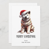 Akita Wrapped in Christmas Light Frohe Weihnachten (Vorne/Hinten)