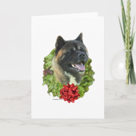 Akita Wreath Feiertagskarte (Vorderseite)