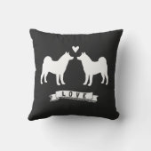 Akitas Liebe - Hunde Silhouetten mit Herz Kissen (Rückseite)