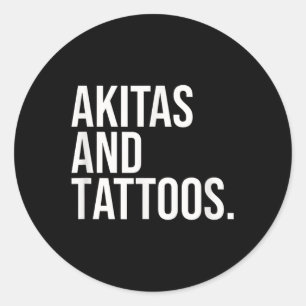 Akitas und Tattoos Akita Besitzer Hundepflaster, i Runder Aufkleber
