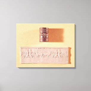 Akkadian Zylinder-Siegel und -eindruck Leinwanddruck
