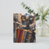 Akkordeon beim Astronauten Postkarte (Stehend Vorderseite)