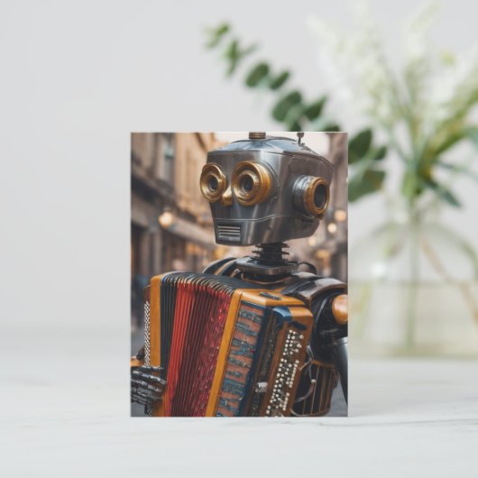 Akkordeon beim Astronauten Postkarte (Stehend Vorderseite)