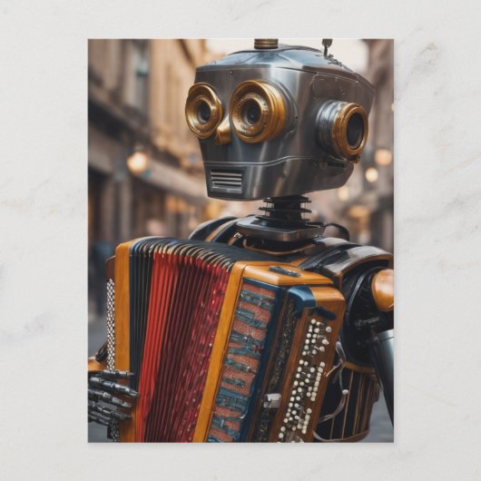 Akkordeon beim Astronauten Postkarte (Vorderseite)