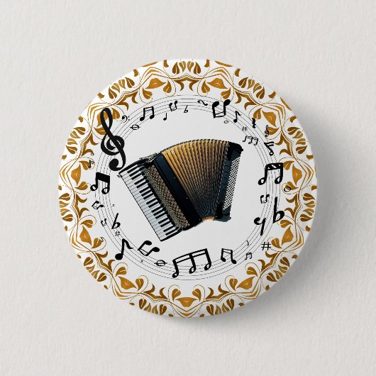 Akkordeon-Design in elegantem Schwarz und Gold Button (Vorderseite)