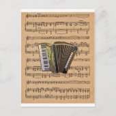 Akkordeon mit Notenhintergrund Postkarte (Vorderseite)