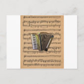 Akkordeon mit Notenhintergrund Postkarte (Vorderseite)