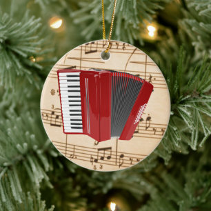 Akkordeon: Red Accordion, populäres Design, Keramik Ornament