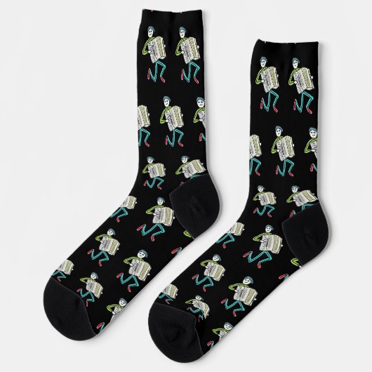 Akkordeon spielender Stickman Socken (Linkes Detail)