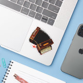 Akkordeon und Plumeria - Musikinstrument Aufkleber (Laptop mit iPhone)