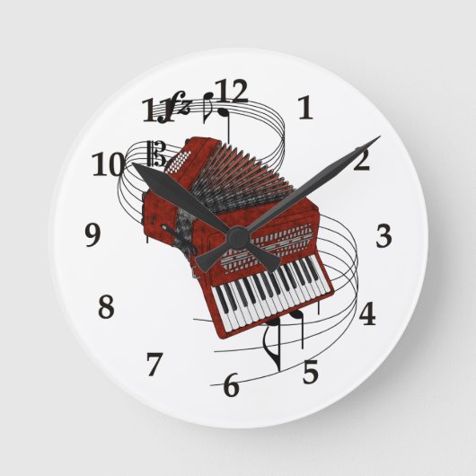 Akkordeon Wall Clock Runde Wanduhr (Vorderseite)