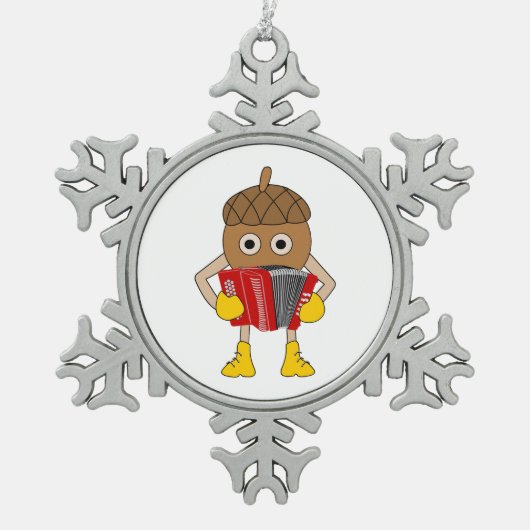 Akkordeonmutter Schneeflocken Zinn-Ornament (Vorderseite)