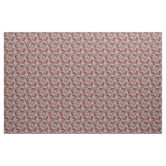 Akkordeons und Musical Notes Grau and Red Pattern Stoff (Yard (91,4 cm))