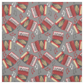 Akkordeons und Musical Notes Grau and Red Pattern Stoff (Muster)