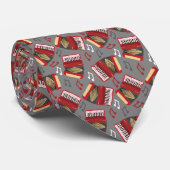 Akkordeons und Musiknotes Rot und Grau Muster Krawatte (Gerollt)