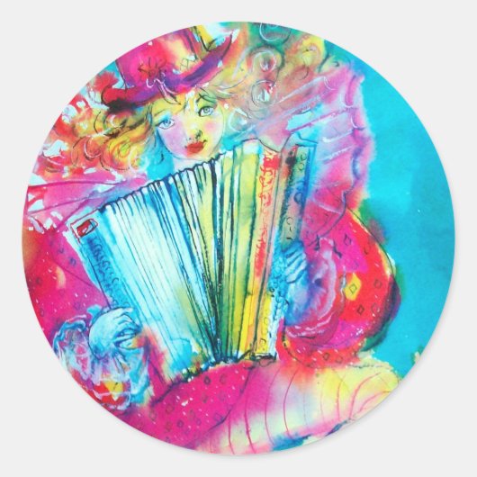 AKKORDIONSPIELER IN DER NACHT RUNDER AUFKLEBER (Vorderseite)