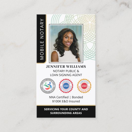 Akkreditierung Notar Public Foto QR Code Black Visitenkarte (Vorderseite)