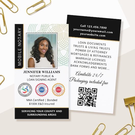 Akkreditierung Notar Public Foto QR Code Black Visitenkarte
