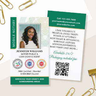 Akkreditierung Notar Public Foto QR Code Green Visitenkarte
