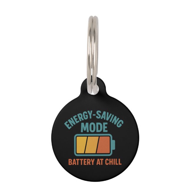 Akku im Rettend Modus bei Chill Retro Funny Haustiermarke (Vorderseite)