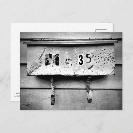 Akkualtes Postfach schwarz, weißes Zeichen Postkarte (Vorne/Hinten)