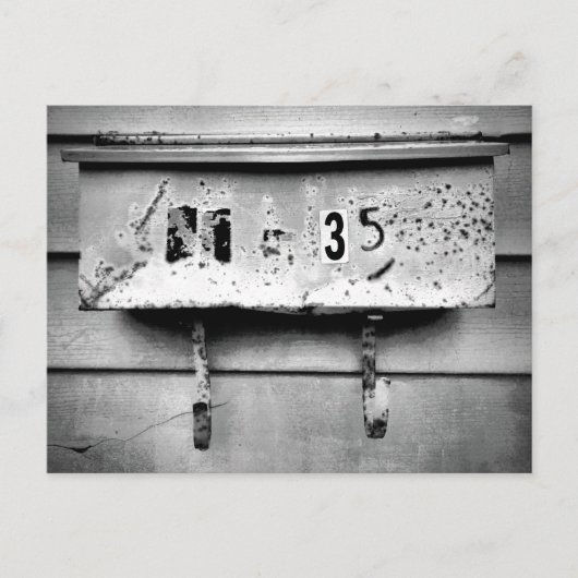 Akkualtes Postfach schwarz, weißes Zeichen Postkarte (Vorderseite)