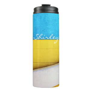 'Akkubetriebenes Gebäude' Minimal Abstrakt von STa Thermosbecher